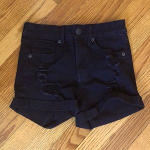 Aéropostale High Rise Midi Black Denim Shorts